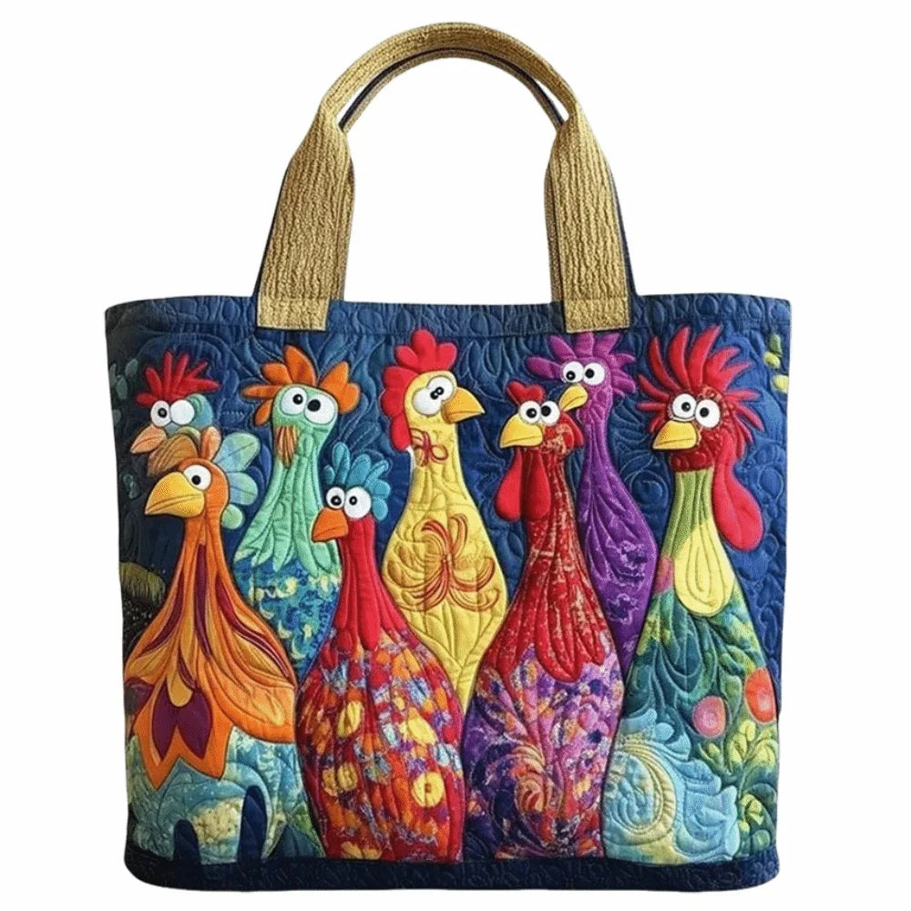 Vintage Quilted Tote Bag Lightweight 3D Printed Patterns Shoulder Bag Large Capacity Cotton Travel Handbag Women Accessory