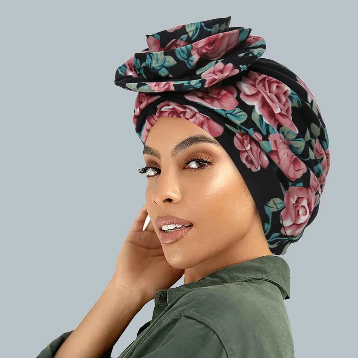 Ramadan Fashion Print Turban Hijab Hats African Head Wraps Elastic Muslim Hats Breathable Chemo Cap For Women Girls - NamafadStore