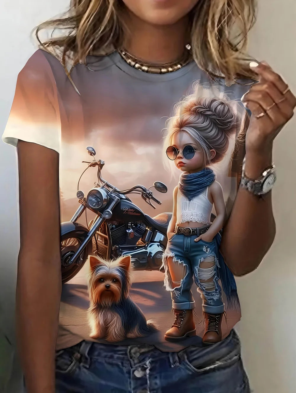Women’s Summer Printed Short Sleeves T-Shirts Personalized Girl Graphic Casual Trend Clothing Tees Tops Vacation Woman Clothes