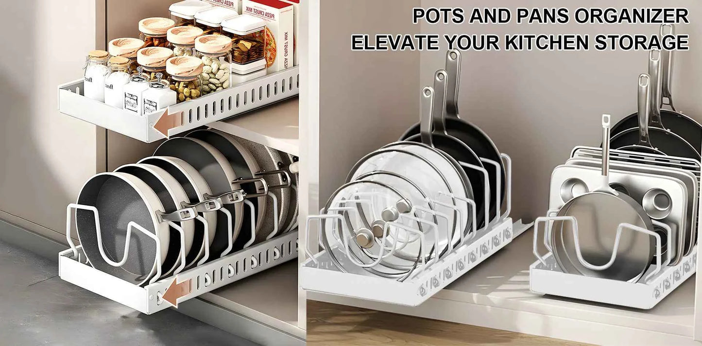 1Pc Kitchen Multifunctional Organizer Pull Out for Pots/Pans Sliding Lid Holder Spice Rack & Dish Drying Racks Drawer Organizer