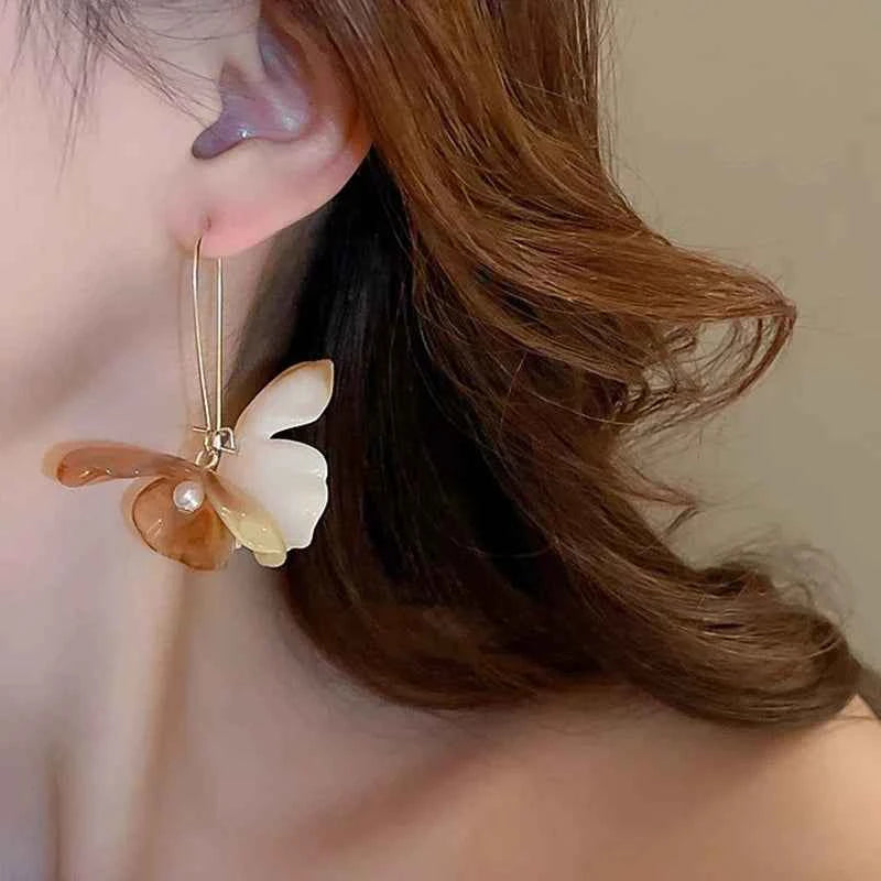 Long Drop Acrylic Flower Hoop Earrings For Women Fashion Jewelry Trendy New Style Holiday Accessories Romantic Gifts MQF169