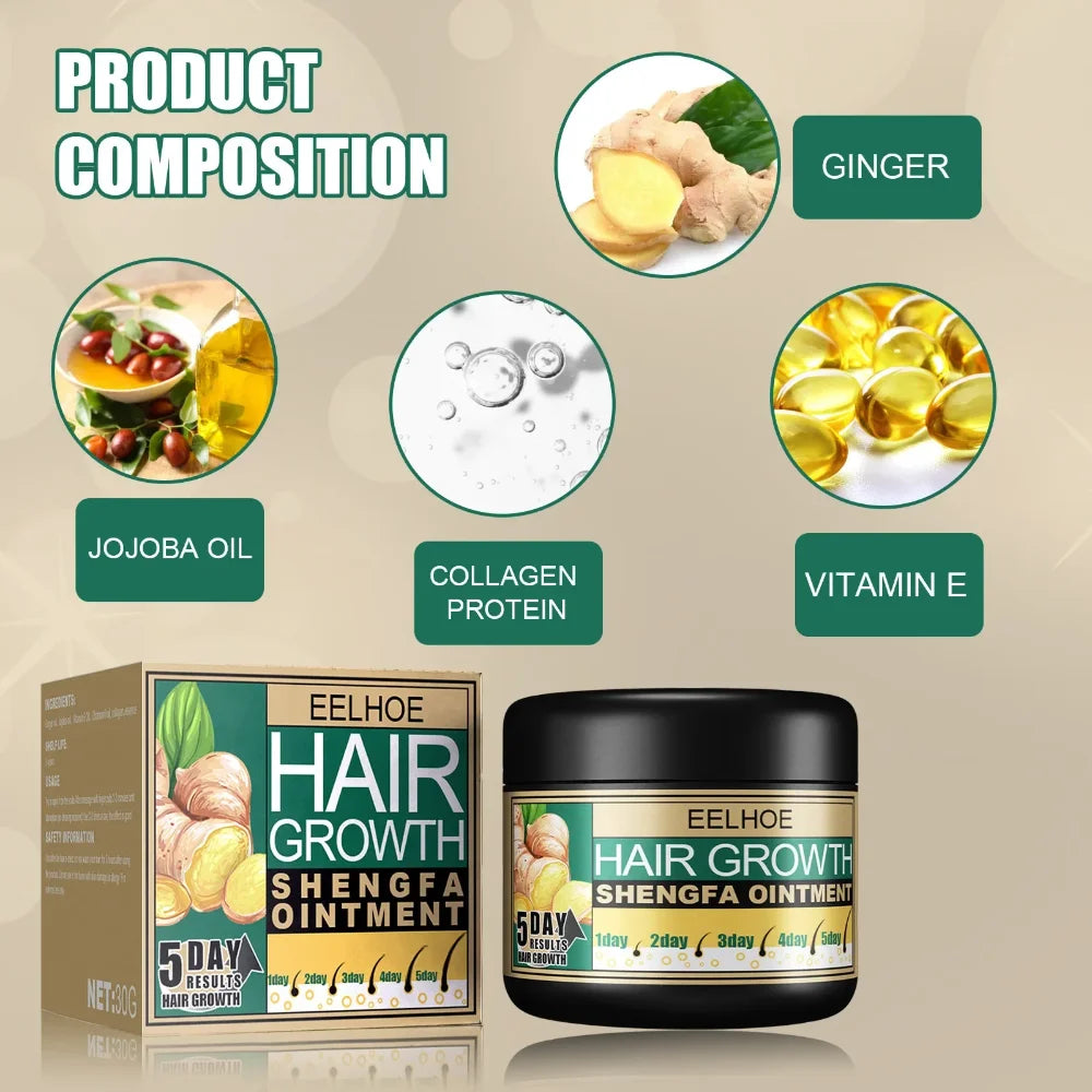 30g Ginger Hair Care Cream To Promote Hair Growth Relieving Hair Loss Scalp Massage Stimulate Hair Follicle Smoothing Care - NamafadStore