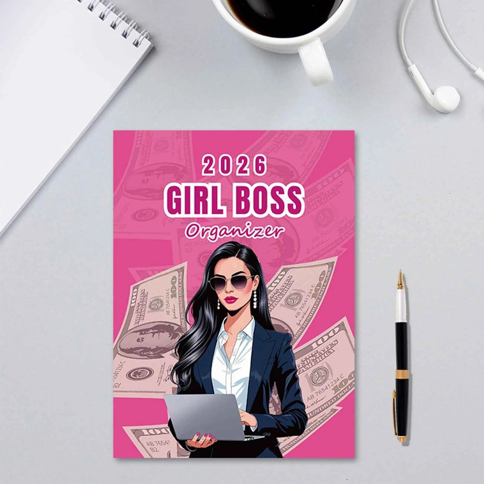2026 Girl Boss Planner for Women Organizer with Durable Cover and Large Capacity 28.5x21cm for Work Schedule Goal Tracking