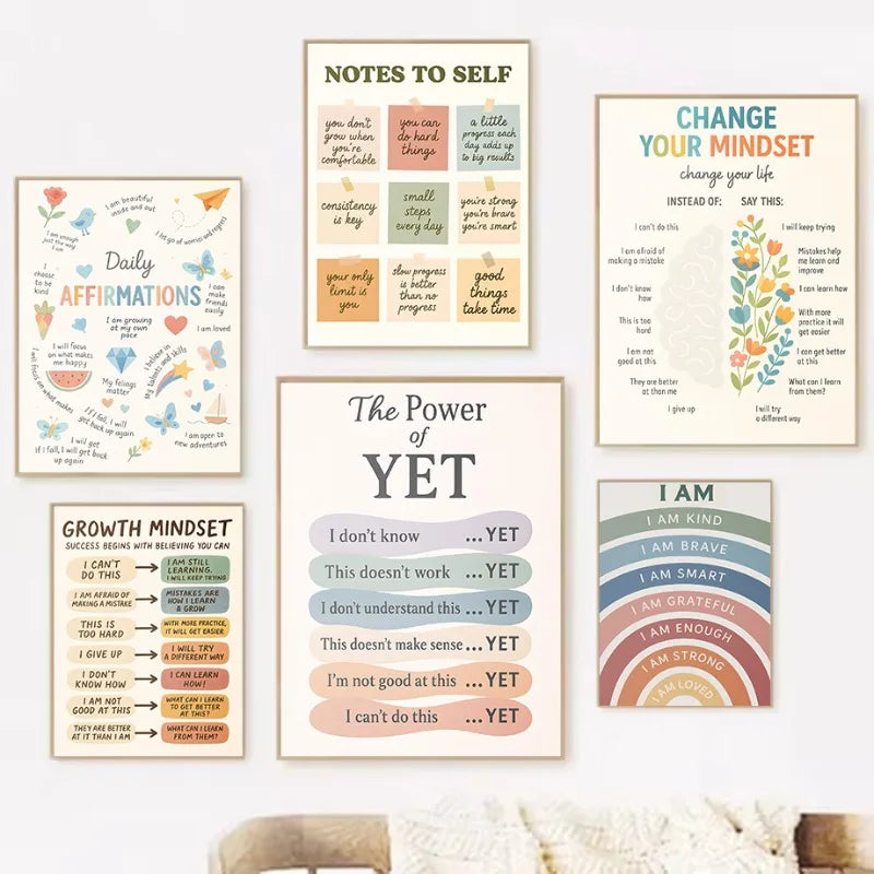 Notes to Self Growth Mindset Wall Art – Motivational Quote Canvas Home Decor