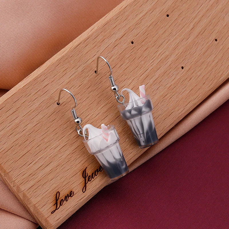 Summer Drink Drop Earrings for Women Sweet Ice Cream Bottle Pendants Dangle Earrings Girls Minimalist Party Jewelry Gifts