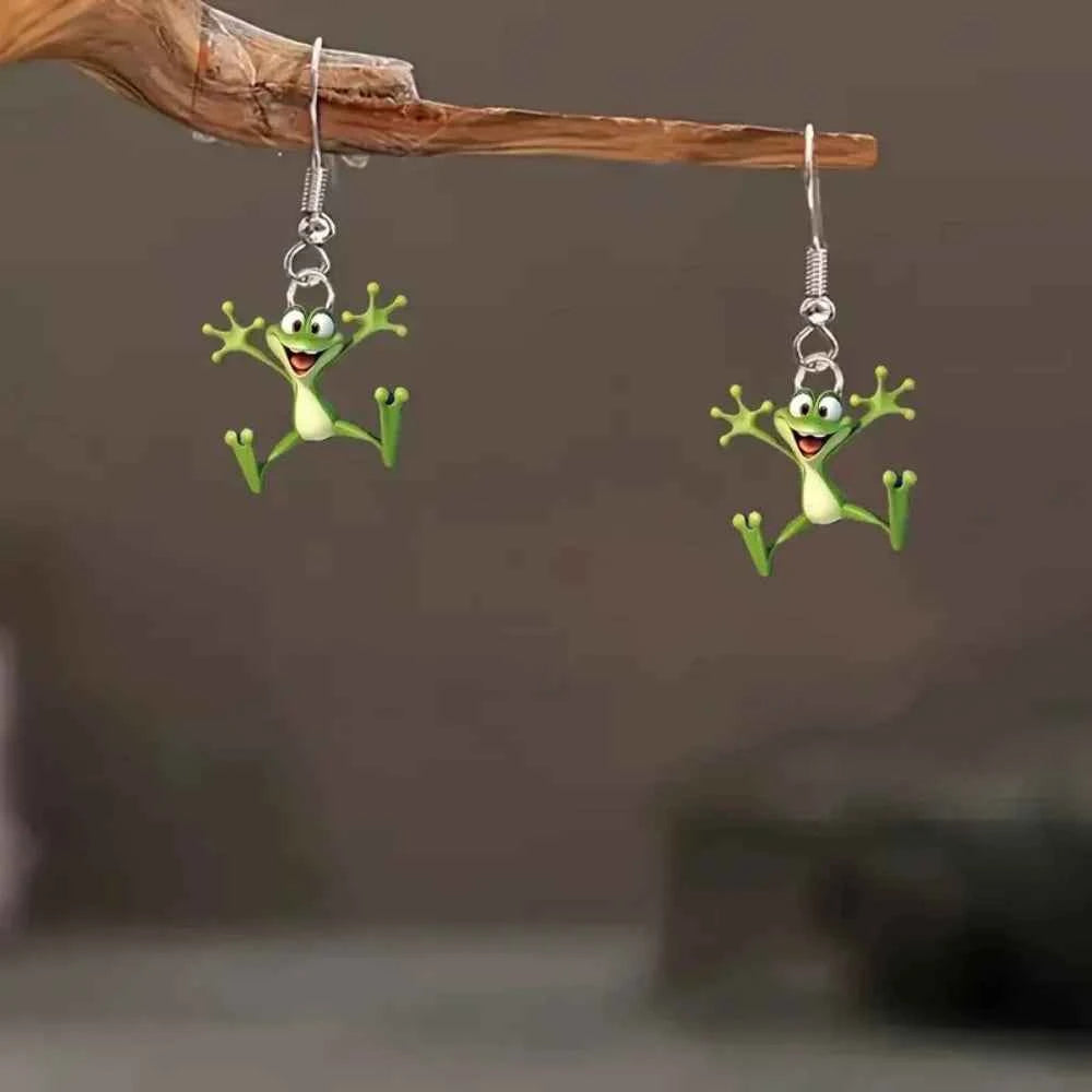 Cartoon Frog Pendant Earrings For Women Cute Dangle Earrings Girl Interesting Jewelry Accessories Gifts for Party Events Wear