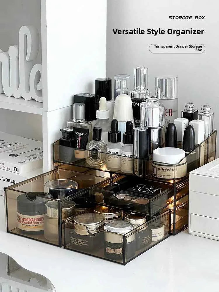 Acrylic Cosmetic Storage Box Desktop Skincare Product Organizer Transparent Lipsti Case Creative Home Organization Solution