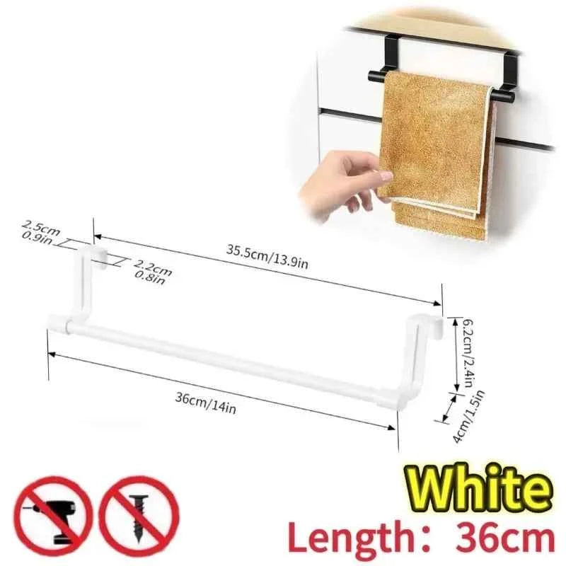 1/2pcs Wall-Mounted Kitchen Cabinet Towel Rack - Space-Saving Dishcloth Holder for Home and Bathroom No Drilling Require