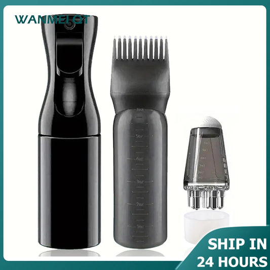 2/3pcs Spray Bottle Hair Growth Essential Oil Applicator Bottle & 1ml Scalp Massage Comb Set Scalp Care Tools for All Hair Types