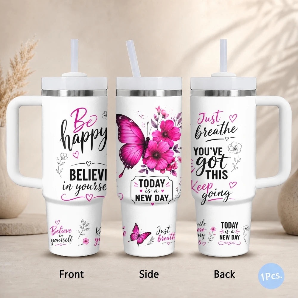 40oz Empowered Woman Tumbler – Inspirational Stainless Steel Travel Mug
