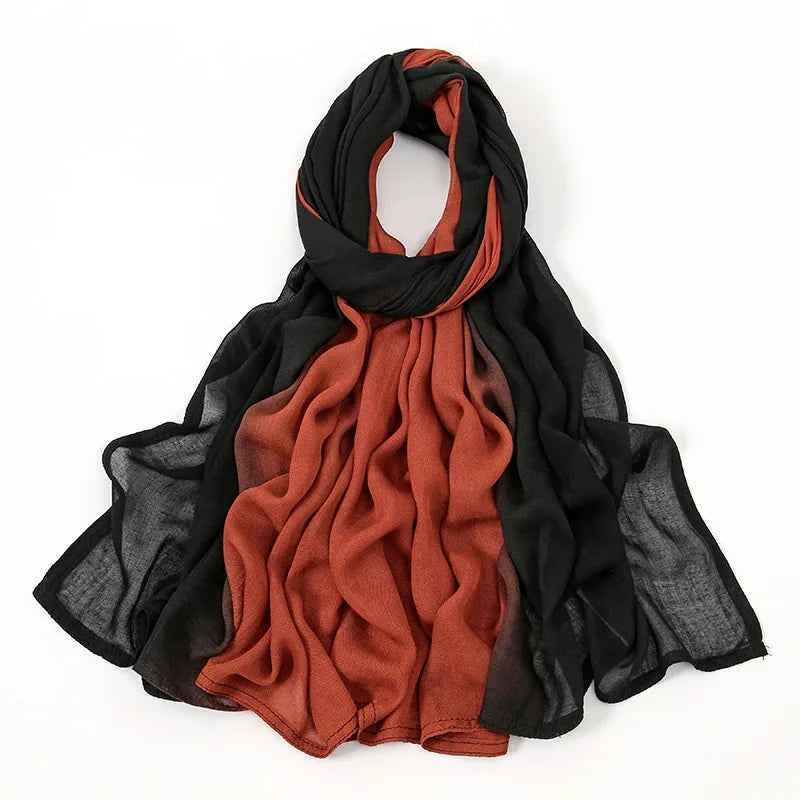 Big Size Gradient Women Cotton Rayon Crease Hijab Scarf Woman Long Wraps and Shawls Musulman Headband Islamic Turban