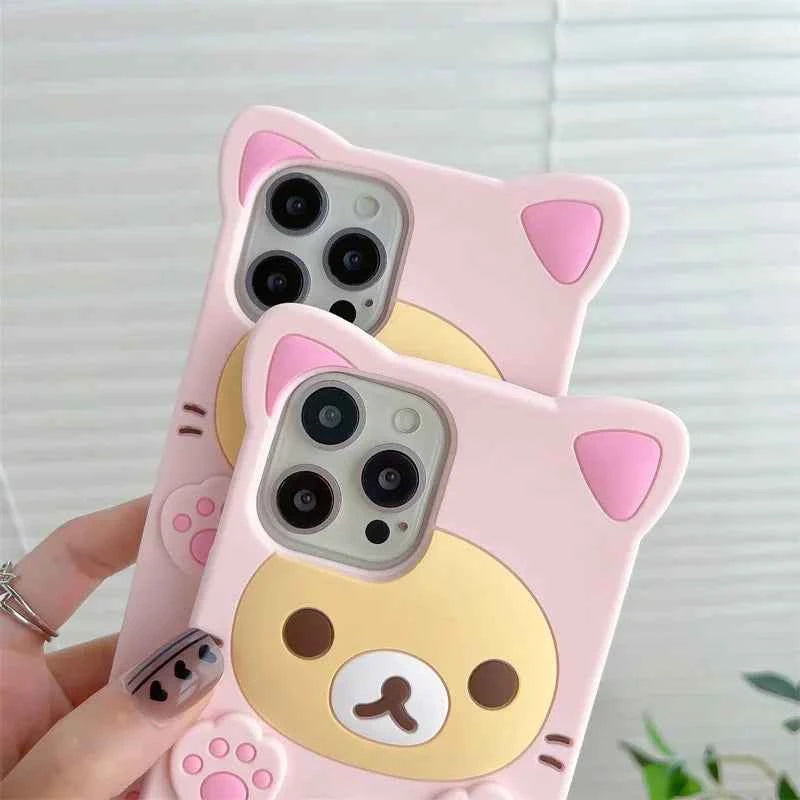 Cute Cute Bear Kitty Cat Paw Phone Case For iPhone 16 15 Pro Max 14 13 12 11 X Xs XR 7 8 Plus 6s 5s SE Soft Silicone Cover