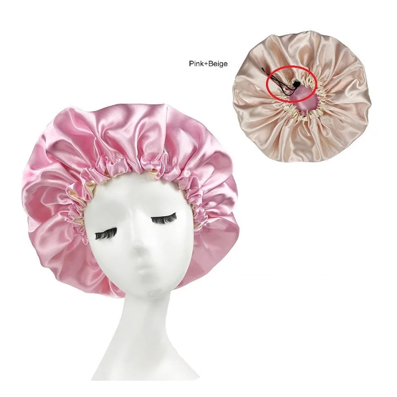 New Big Print Ankara Women Satin Bonnet Head Cover Silky Satin Elastic Sleep Cap Ladies Head Wrap Hat Hair Accessories Fashion - NamafadStore