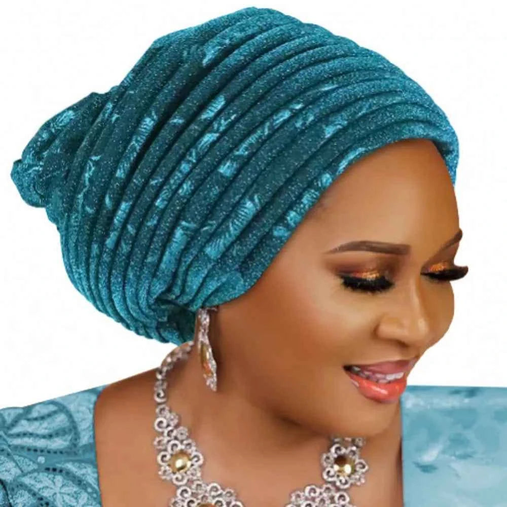 2025 Fashion Women’s Pleated Turban Cap – Auto Gele African Head Wrap for Weddings & Parties