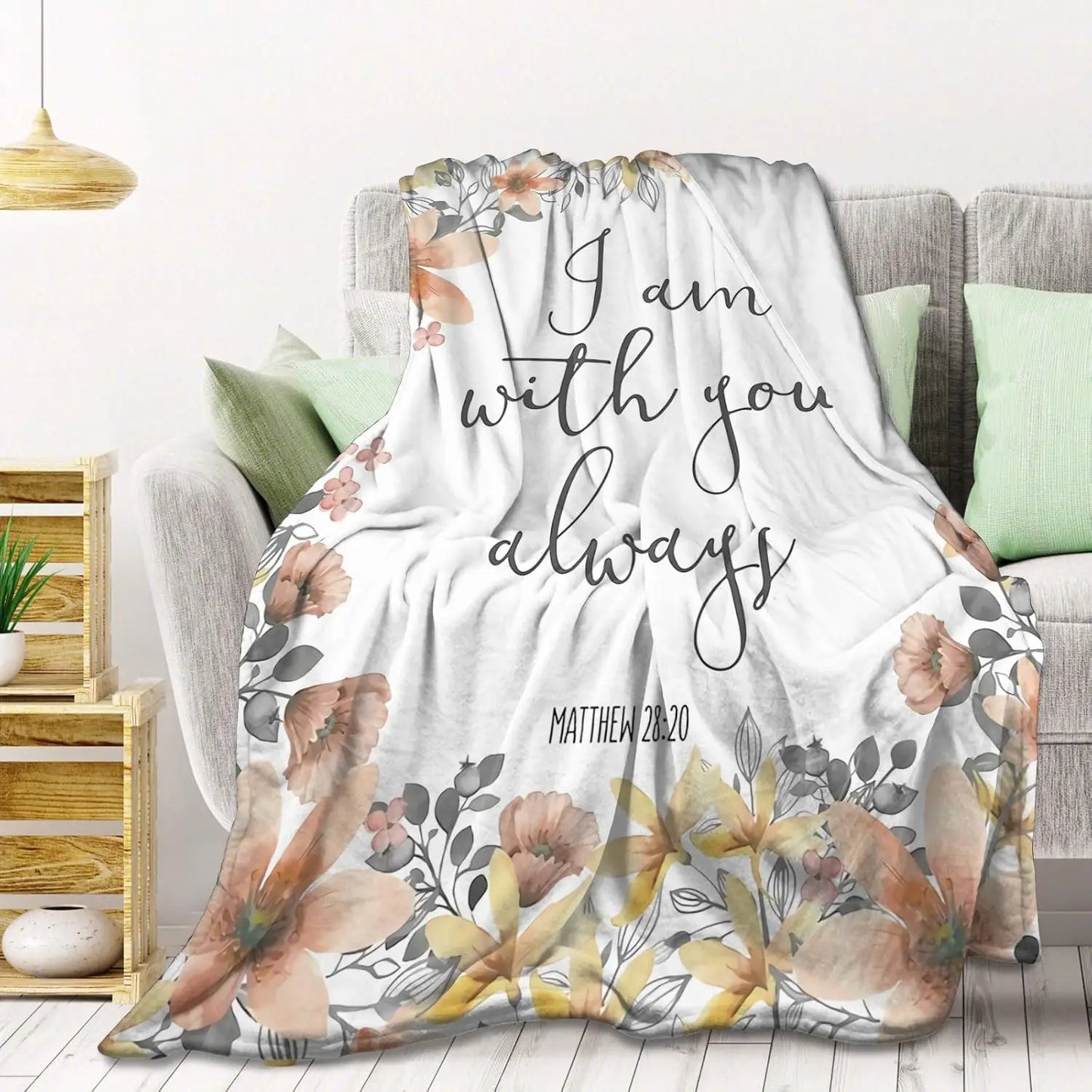 “I Am With You Always” Bible Verse Blanket – Soft Christian Fleece Throw