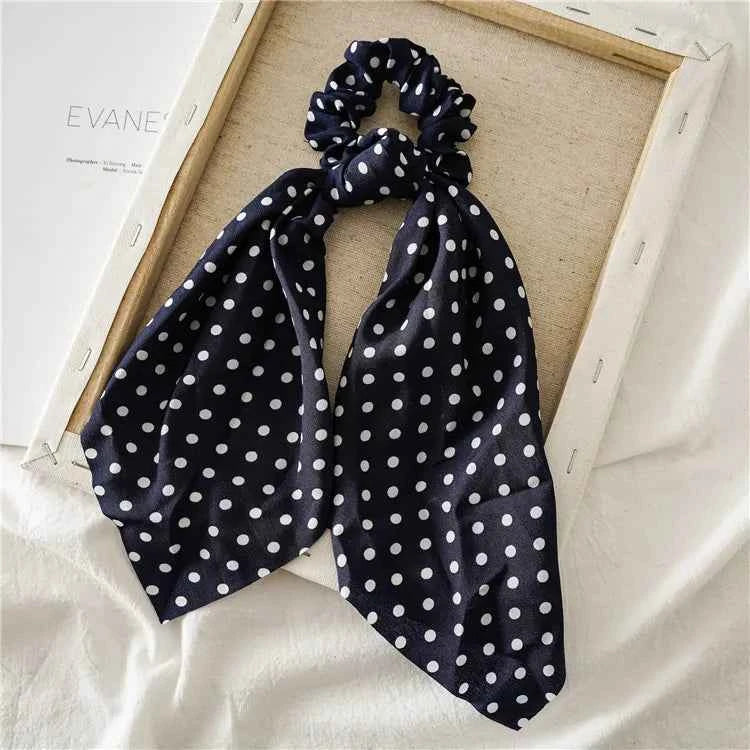 Fashion Leopard Print Bow Satin Long Ribbon Ponytail Scarf Hair Tie Scrunchies Women Girls Elastic Hair Bands Hair Accessories