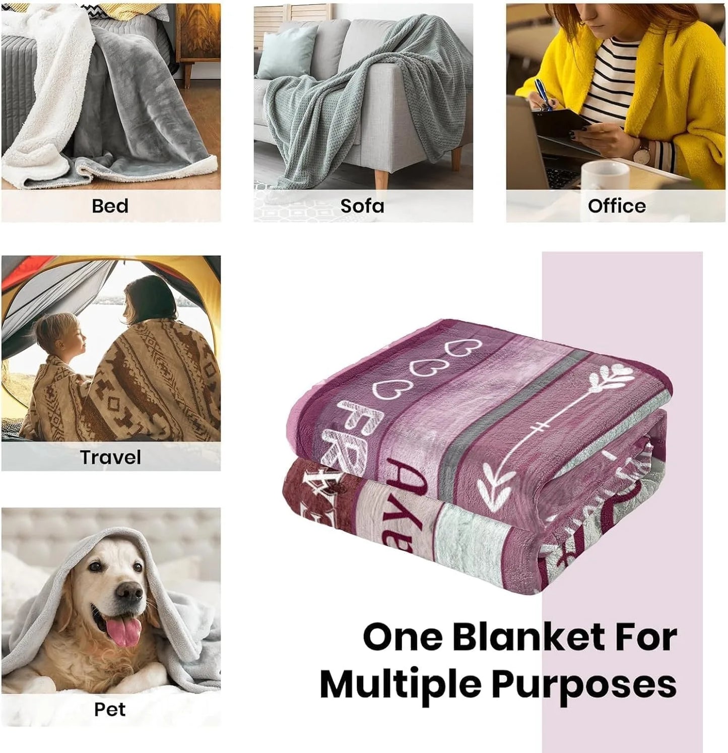 Gifts from Daughter Son for Mother's Day Birthday Mom Gifts Anniversary Unique Gifts for Mom Super Soft Flannel Throw Blankets