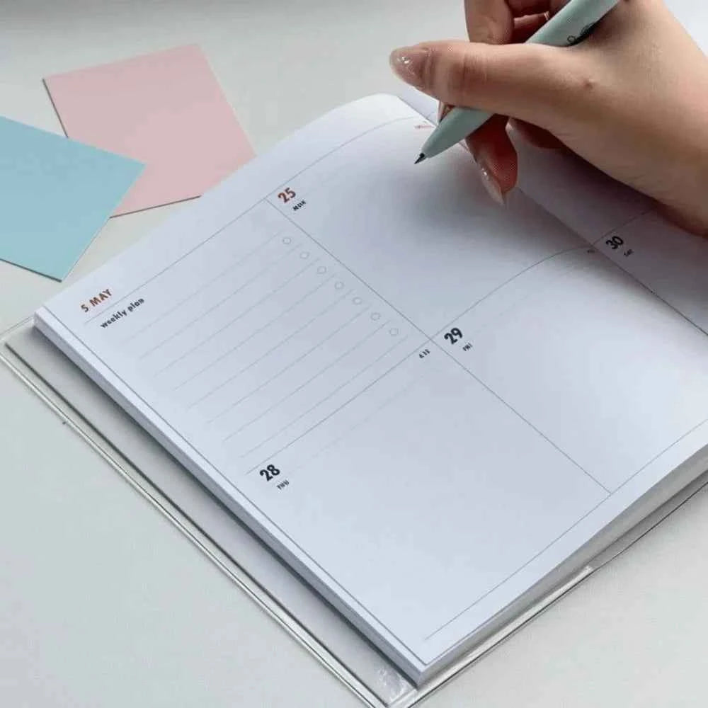 2026 Schedule Life Planner Book Retro Minimalist Student Study Diary Planner Hardcover PVC Journal Notebook Weekly Layouts