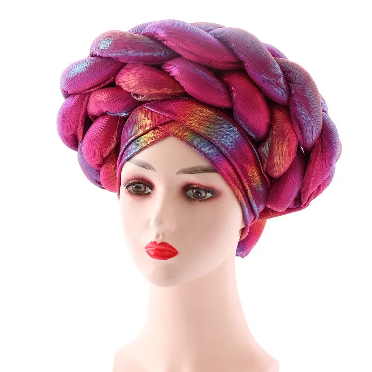 Women Braid Turbans Latest African Headtie Ladies Sequin Head Wraps African Aso Oke Winter Headtie Negerian Wedding Gele Caps