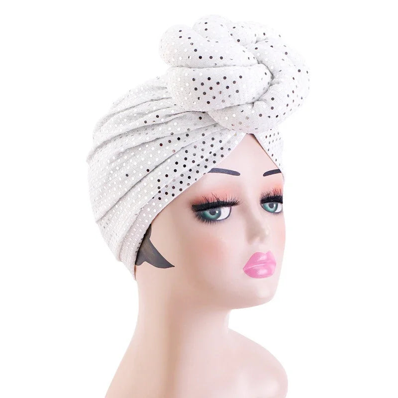 New African Print Turban Beanie for Women - Flower Beanie, Muslim Hijab, Head Wrap, and Hair Loss Bandana