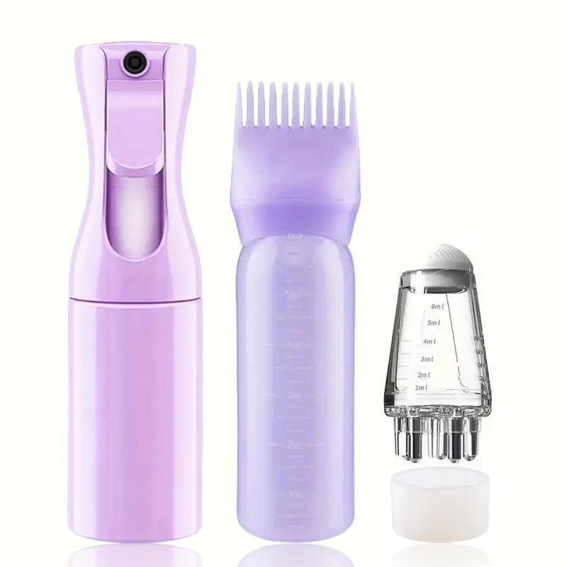 2/3pcs Spray Bottle Hair Growth Essential Oil Applicator Bottle & 1ml Scalp Massage Comb Set Scalp Care Tools for All Hair Types