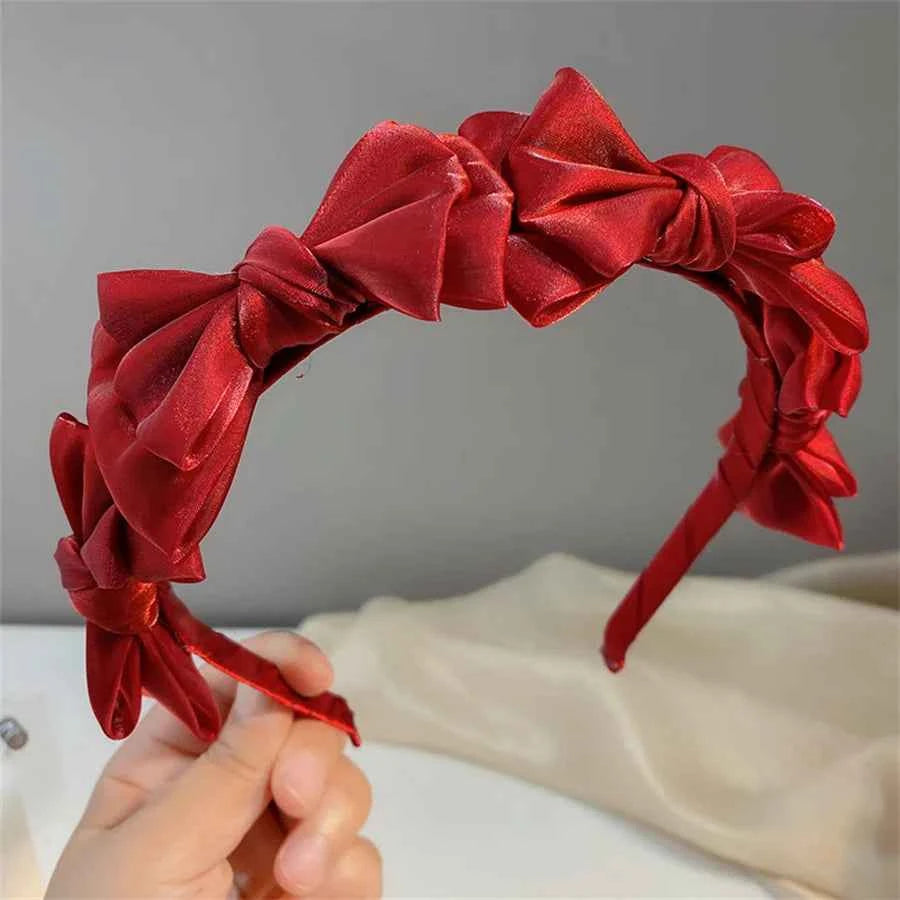 New Temperamen Headwear Hair Accessories Spring Summer Mesh Silk Hairband Korean Style Hairband Women Headband Bow Hair Hoop