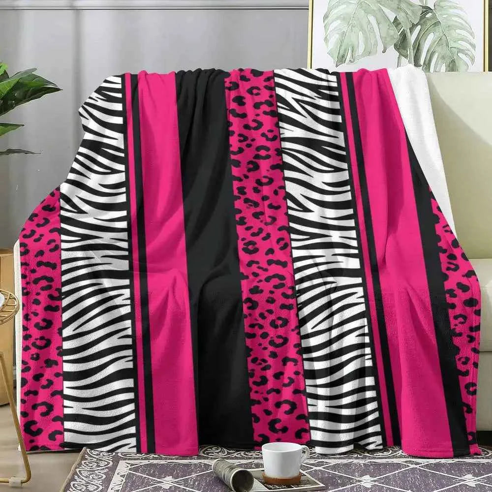 Pink Leopard Print Throw Soft Flannel Throw Summer Blanket Lightweight Cozy Nap Blanket for Sofa Bed Travel