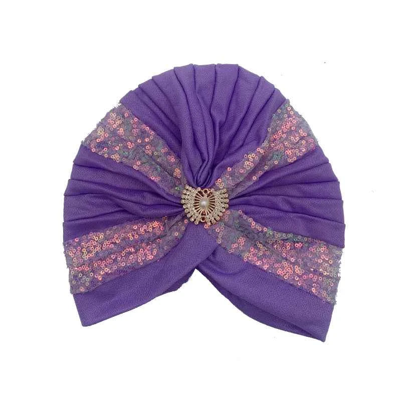 Fashion Sequins Pleated Turban Hat Muslim Headscarf Bonnet Women Head Wraps African Party Headpiece Nigeria Wedding Gele