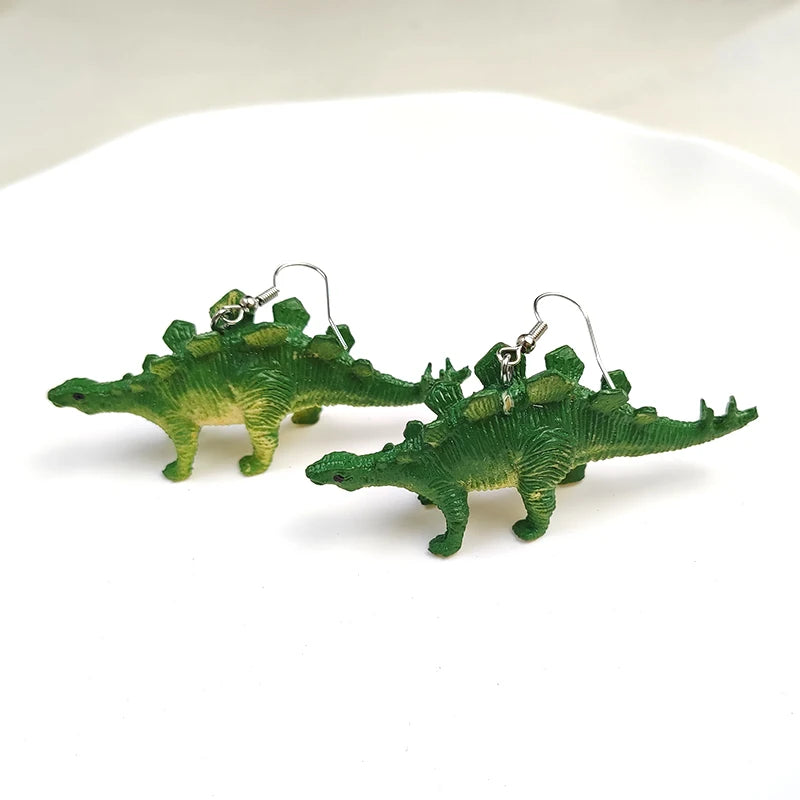 Donarsei Funny 3D Dinosaur Resin Drop Earrings For Women Cute Handmade Animal Dinosaur Dangle Earrings Gift