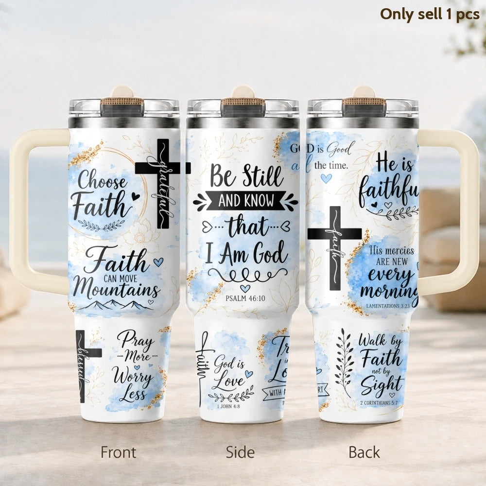 40oz Faith Affirmations Tumbler – Christian Insulated Stainless Steel Travel Mug