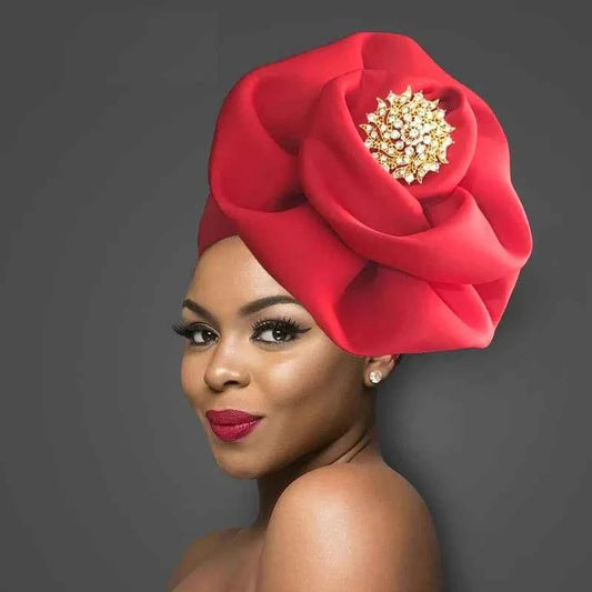 Winter Big Flower Turban For Women Muslim Hijab Caps Islamic African Headties Pleated Hijab Head Wraps Turban Bandana Head Cover