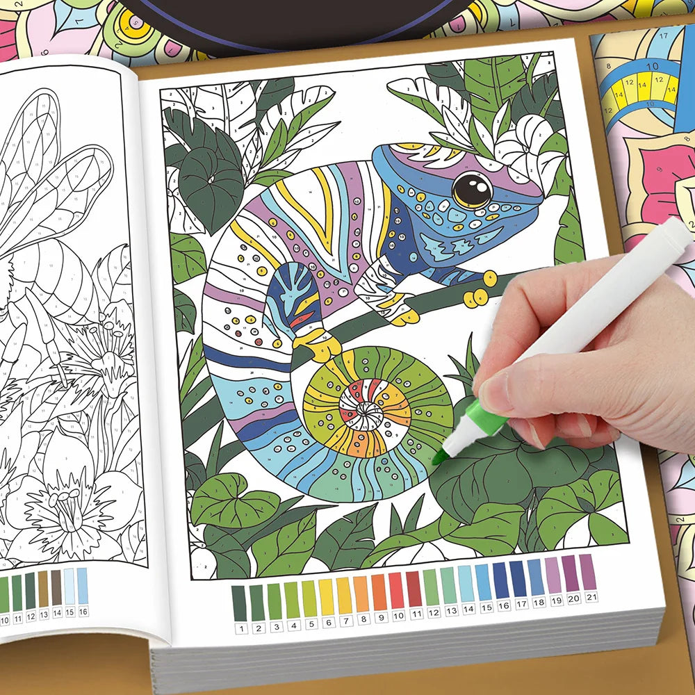 Adult Color by Number Book – Mandala, Floral & Wildlife Coloring