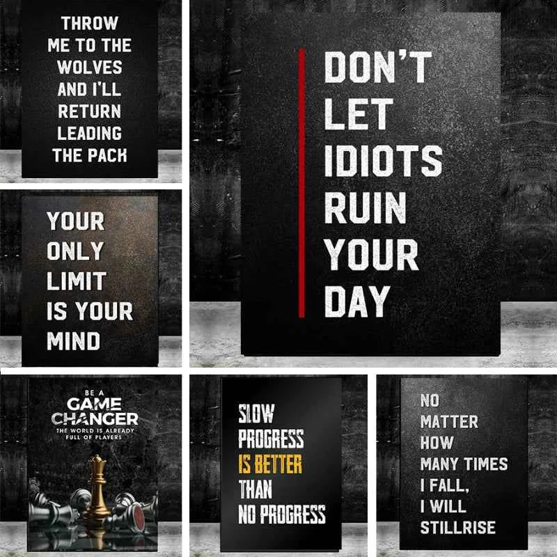 Modern Oil On Canvas Wall Art Black And White Letters Inspiring Custom Posters And Prints Office Living Room Bedroom Decor