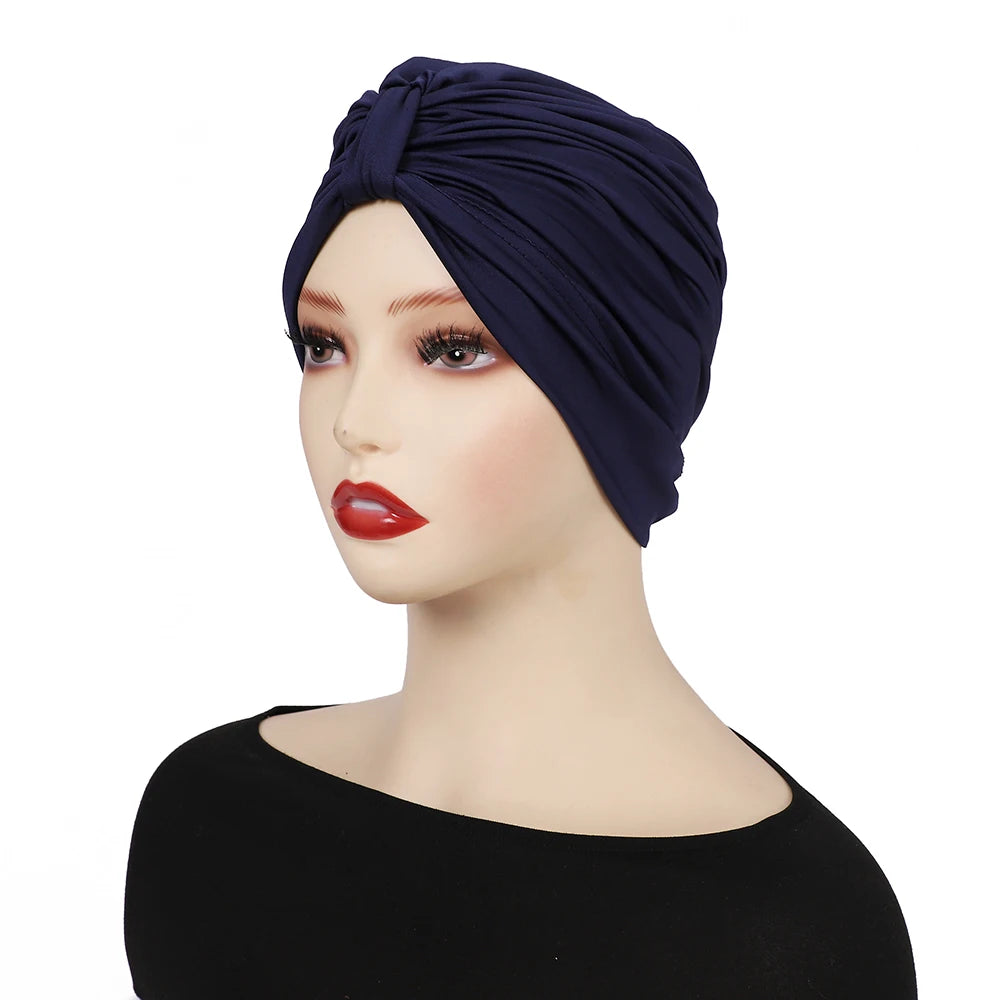 Muslim Instant Turban Pure Color Stretch Inner Hat Hijabs For Caps Ready To Wear Women Head Scarf Under Bonnet