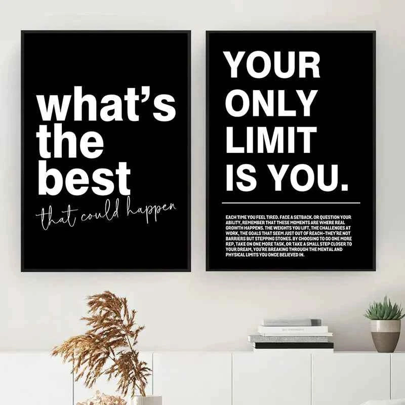 Simple Black Background Inspirational Quotes Canvas Art Poster Prints Modern Motivational Wall Decor Picture for Home