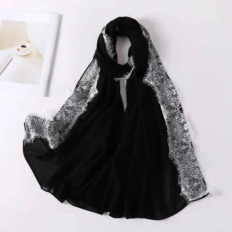 Chiffon Hijab Turban – Lace Headscarf & Veil for Muslim Women, Islamic Headband for Ramadan
