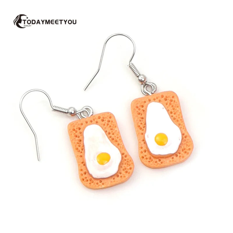 Cake Earrings For Women Resin Drop Custom Made Cute Girls Eardrop Funny Bread Baguette Pie Cookies Gift Handmade Food Bronics