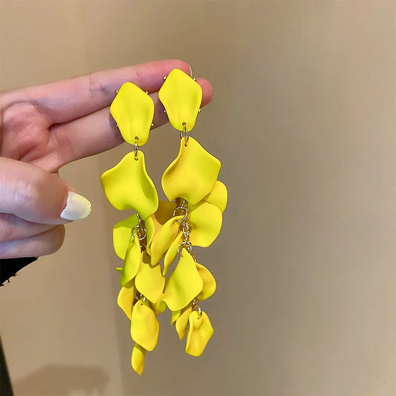 Geometry Yellow Drop Earring for Women 2023 New In Flower Earring Versatile Luxury Designer Jewelry Girls' Night
