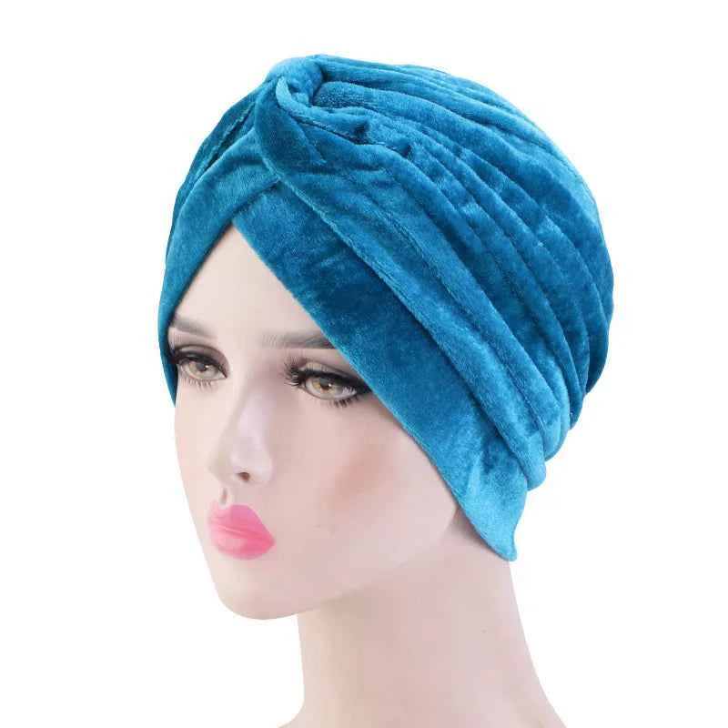 Women Velvet Cross Twist Turban Hat Headband Muslim Hijab Caps Female Hijab Underscarf Caps Hijabs Head Wrap Hair Accessories