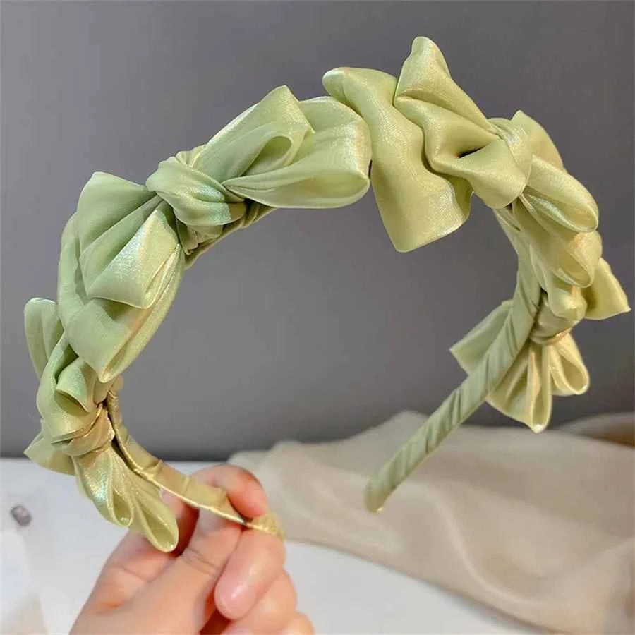 New Temperamen Headwear Hair Accessories Spring Summer Mesh Silk Hairband Korean Style Hairband Women Headband Bow Hair Hoop
