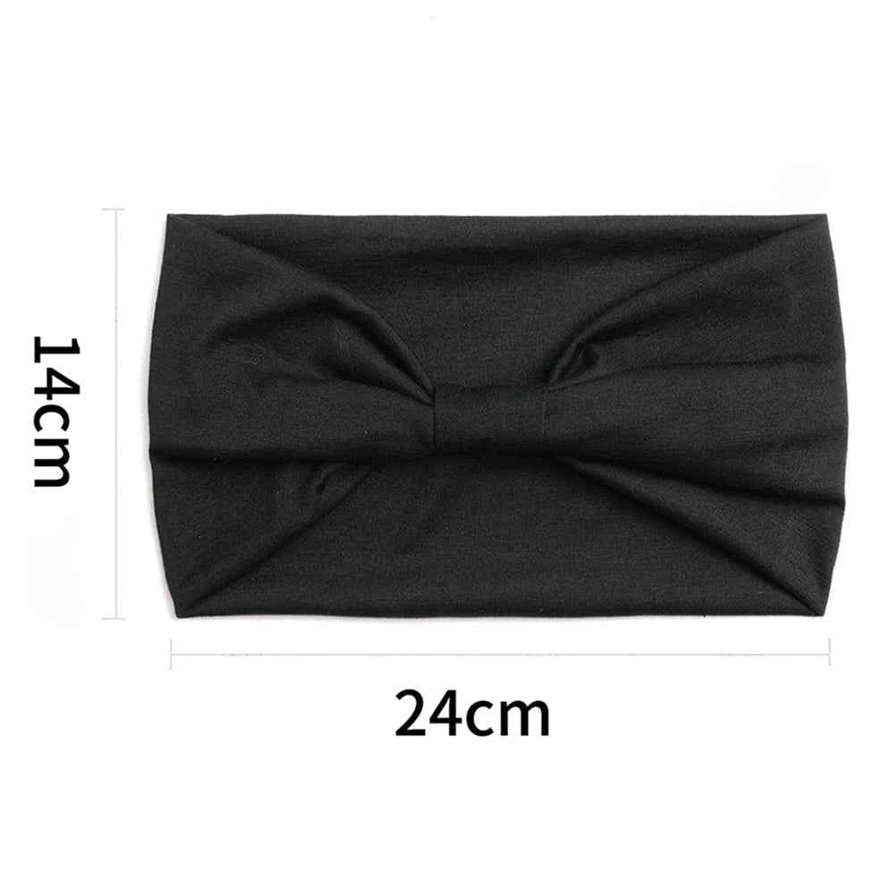 Women’s Solid Color Turban Headwrap – Soft Cotton Knot Headband Elastic Wide Hair Band for Yoga & Daily Wear