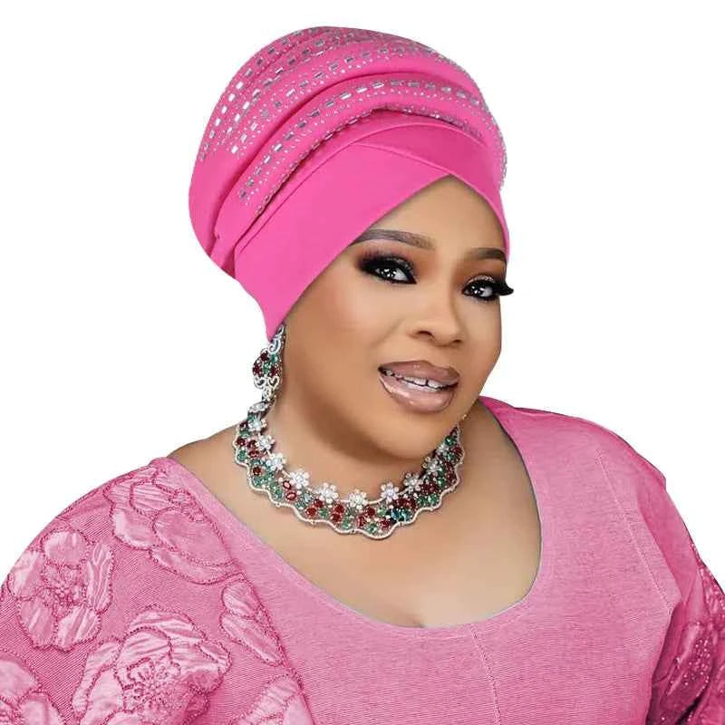 Diamonds Turban Cap – African Women’s Headwrap & Autogele Bonnet for Muslim Ladies