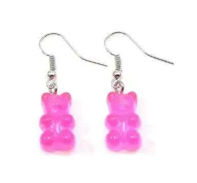 Gradient Candy Color Cute Acrylic Bear Dangle Earrings for Women Girls Gift Korean Fashion Animal Hook Earring Female Jewelry