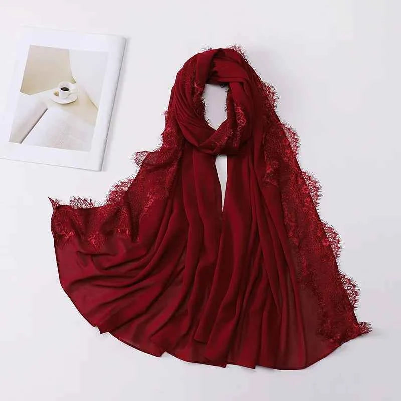 Chiffon Hijab Turban – Lace Headscarf & Veil for Muslim Women, Islamic Headband for Ramadan