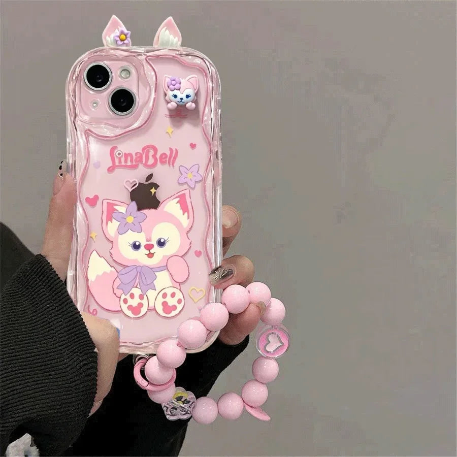 Adorable LinaBell StellaLou Chain Cover For Iphone 17 Pro Max 17 Air 16 15 14 13 12 11 Pro Max Plus 12 mini 3D Ear Disney Case