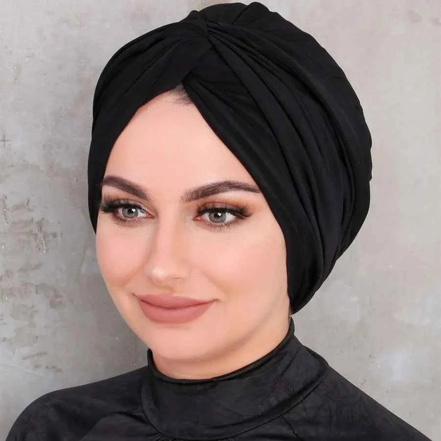 Plain Muslim Hijabs Women Solid Hijab Islamic Muslim Hijab Instant Turban