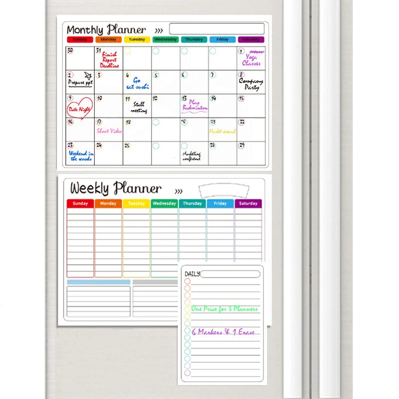 Magnetic Fridge Calendar – Monthly & Weekly Dry Erase Planner Whiteboard