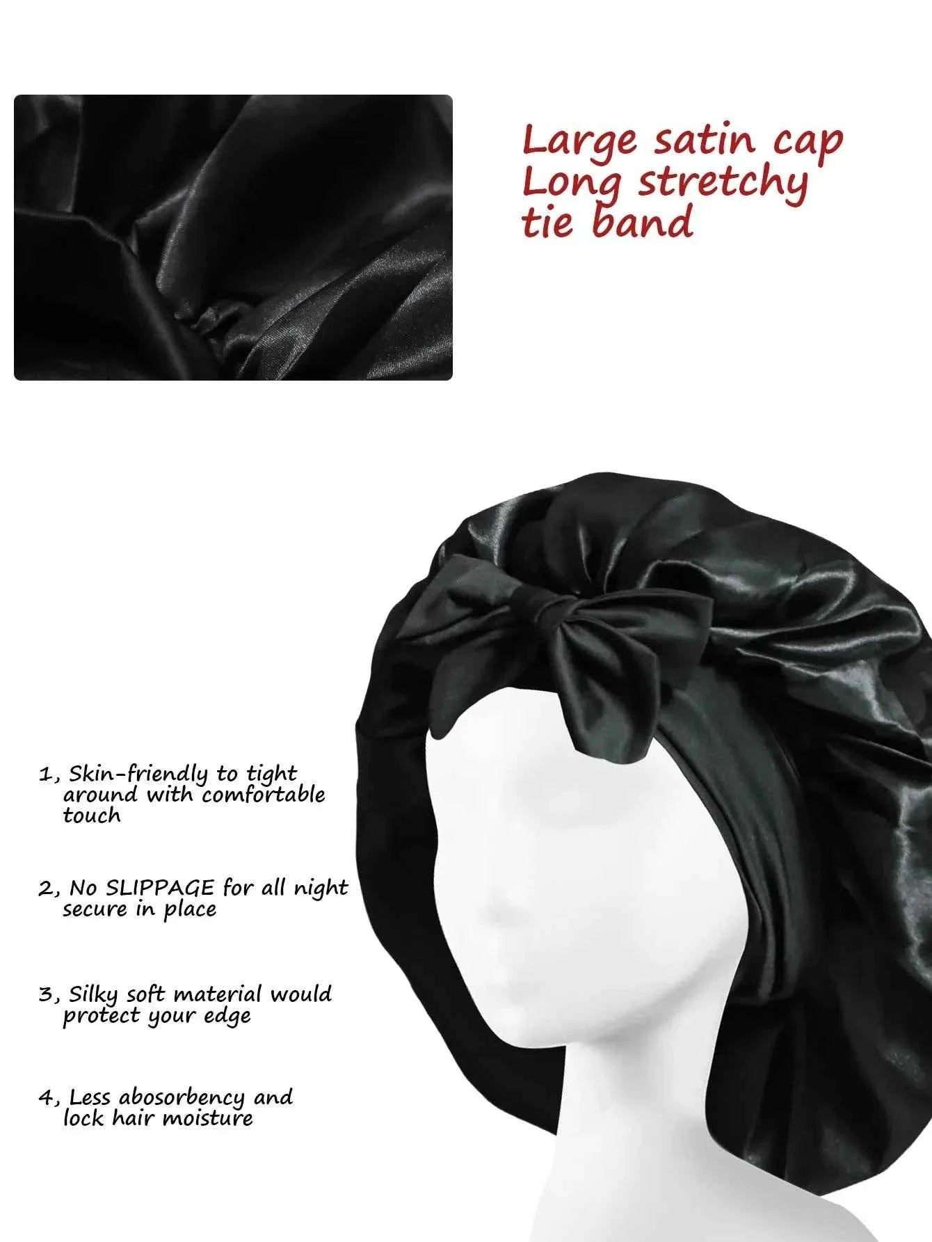 Silk Bonnet Sleeping Womens Satin Bonnet Hair Night Sleep Cap Tie Band CurlyHat Scarf Wrap Curly Hair Bonnets Beauty