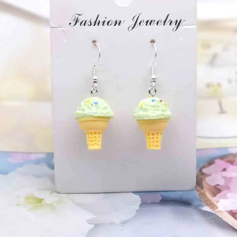 Earring For Women Resin Handmade Cute Animals Ice Cream Drinks Candy Fruits Pissa Drop Earrings Funny Gift