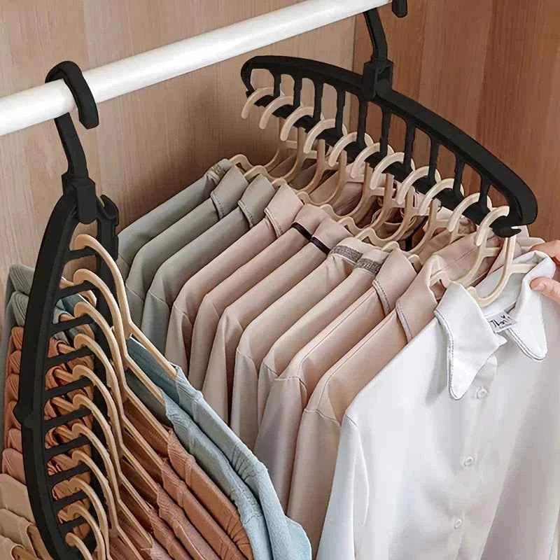 Folding Multi-Hole Clothes Hanger Non-slip Storage Rack Space Saving Clothes Rack Organizers For Wardrobe Jeans Trousers Scarf